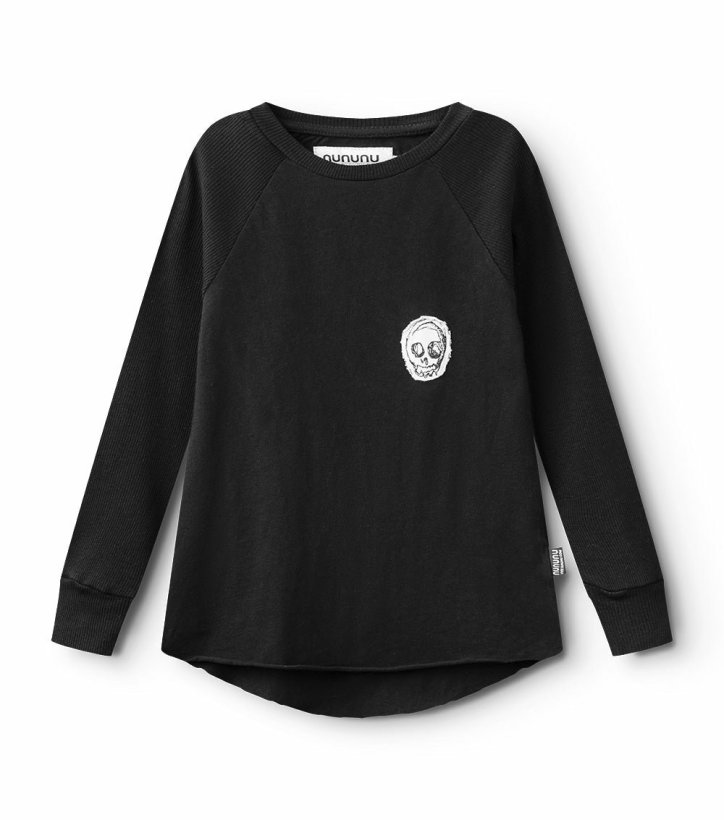 Girls NUNUNU Tops | Patch Skull Shirt Black