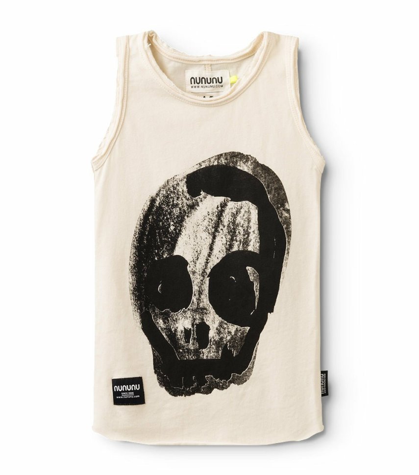 Girls NUNUNU Tops | Faded Skull Tank Top Natural